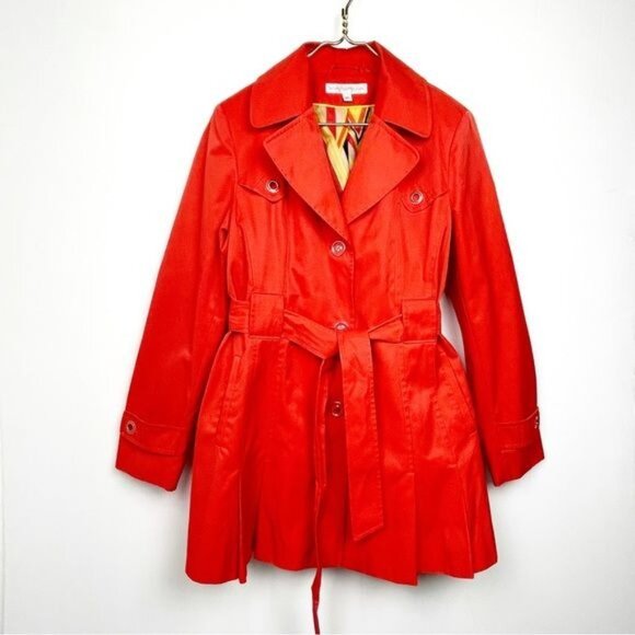 Via Spiga Trench Coat belted Vibrant Orange XL - Picture 2 of 11